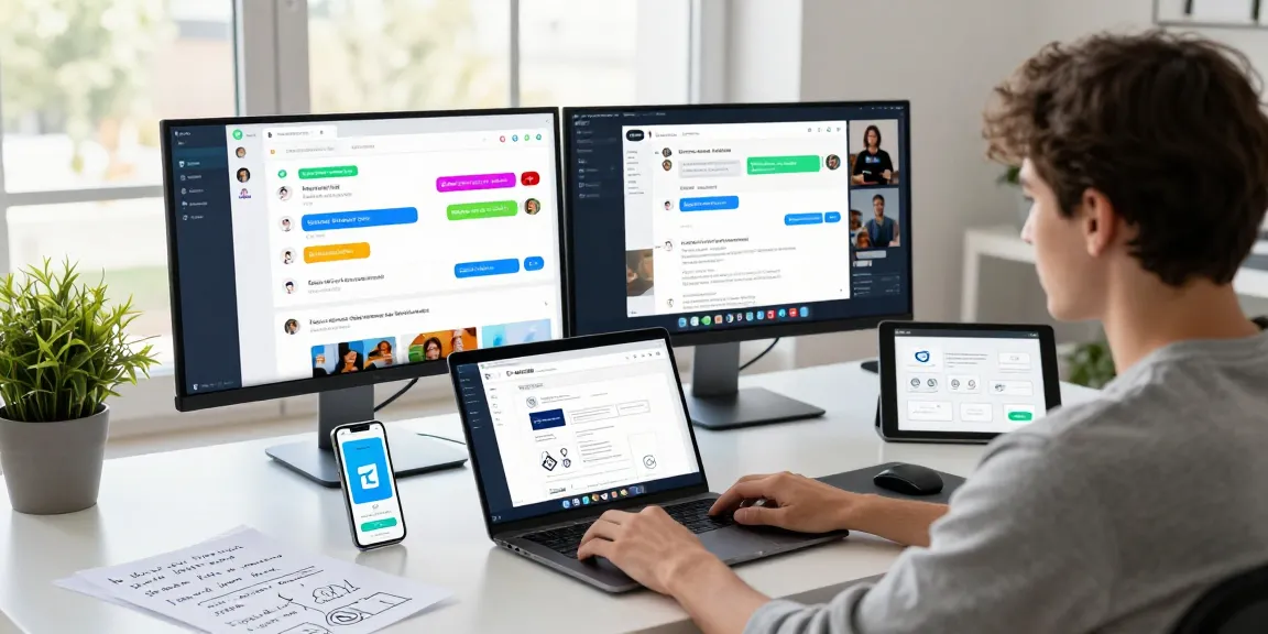 Interactive workspace showcasing Telegram Web Version on modern devices for user-friendly design.