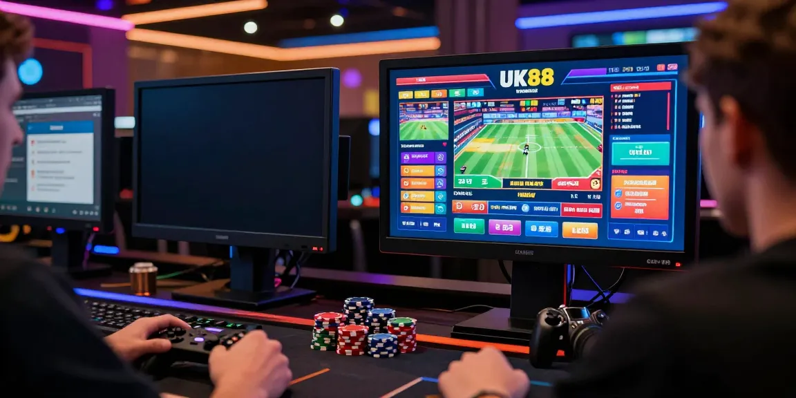 Engaging scene of a player exploring betting options on https://uk88win.org/ in a vibrant gaming setup.